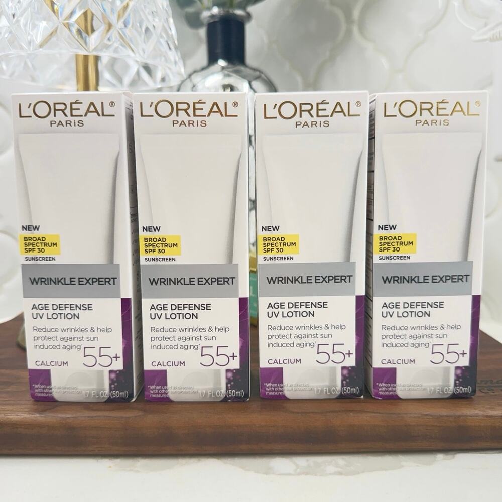 L’Oréal Paris Wrinkle Expert 55+ Age Defense UV Lotion SPF 30 50mL 4 Pack NEW